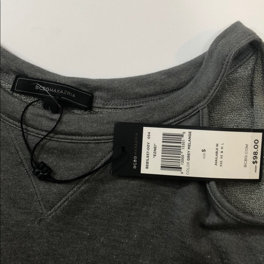 NWT GRAY BCBG MAXAZRIA EZENI COLD SHOULDER TOP - Picture 4 of 5